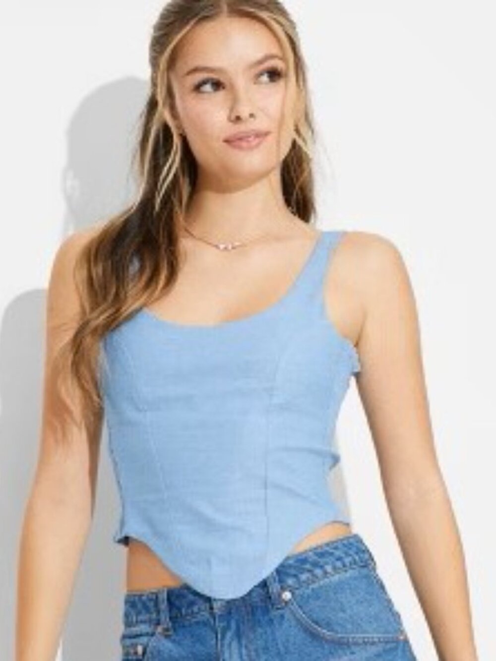 Megan Moroney Women's Chambray Bustier Graphic Tank Top (S/M)